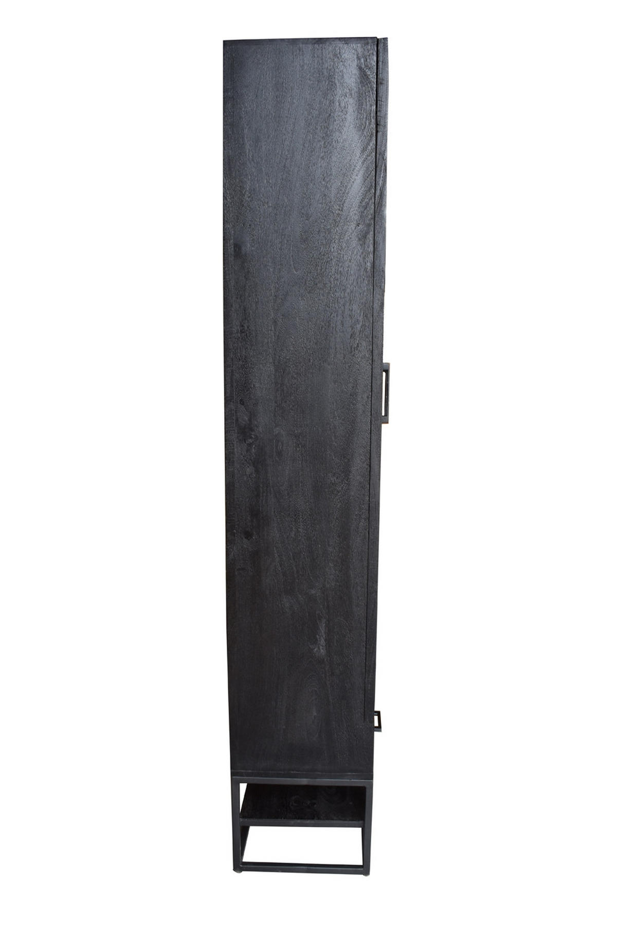 VITRINENSCHRANK aus Mangoholz 180x40x220cm, schwarz - Schwarz, Holz (80/220/40cm) - Giga Meubel