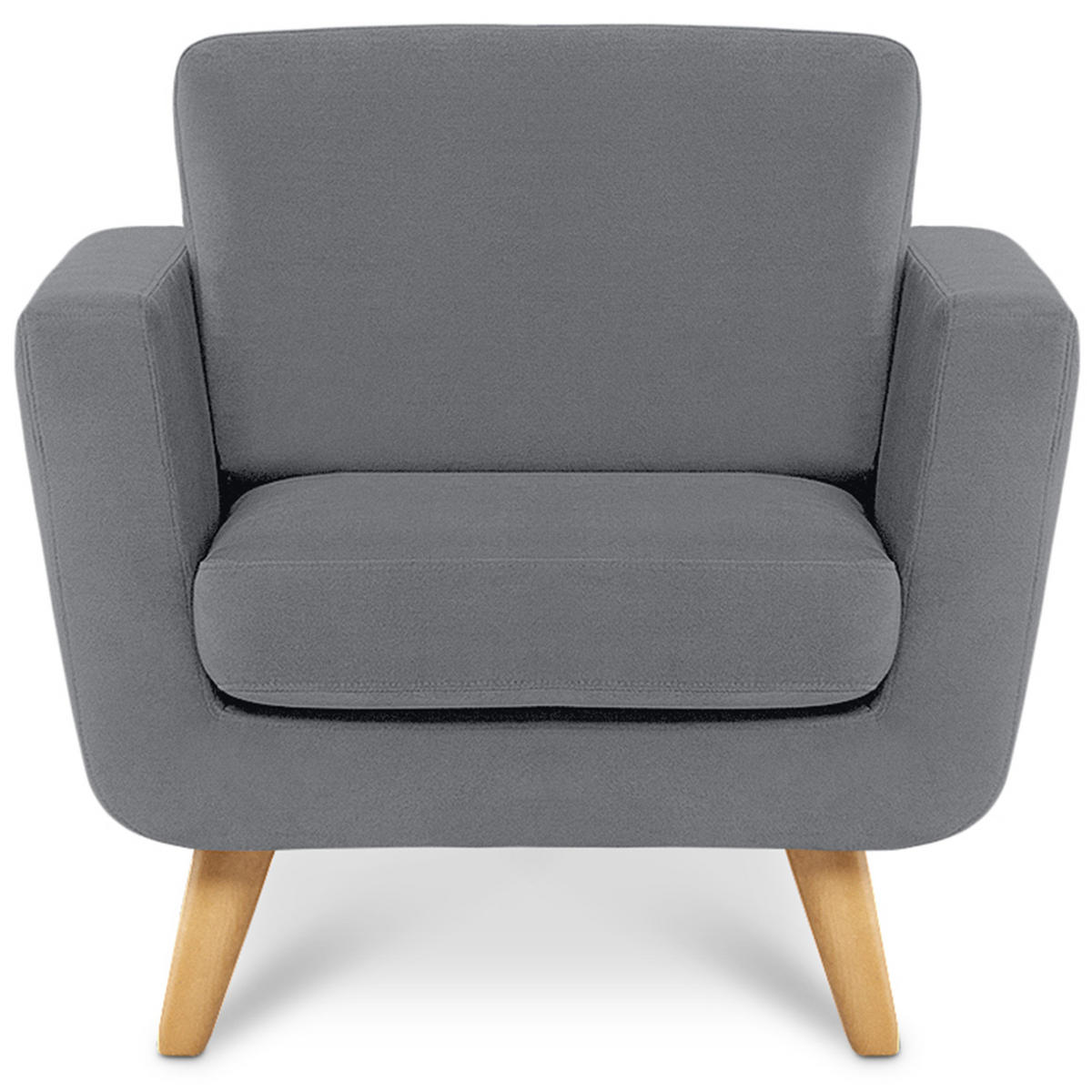 SESSEL TAGIO Massivholz-Beine, grau - Braun/Grau, Buchenholz/Textil (86/80/88cm) - KONSIMO®