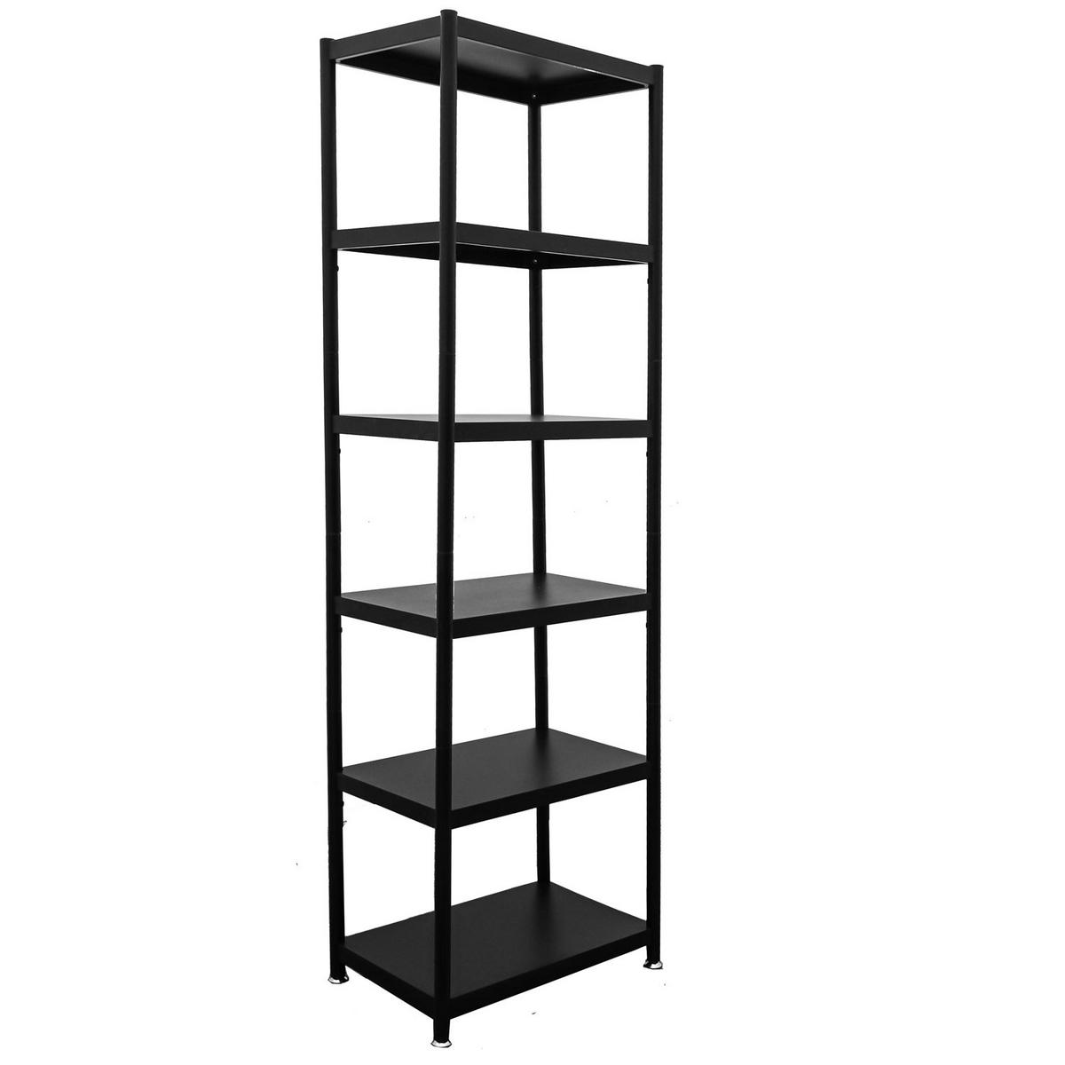 METALLREGAL 61x41x210 cm mit 6 Ebenen - Schwarz, Metall (41/210/61cm) - shelfr