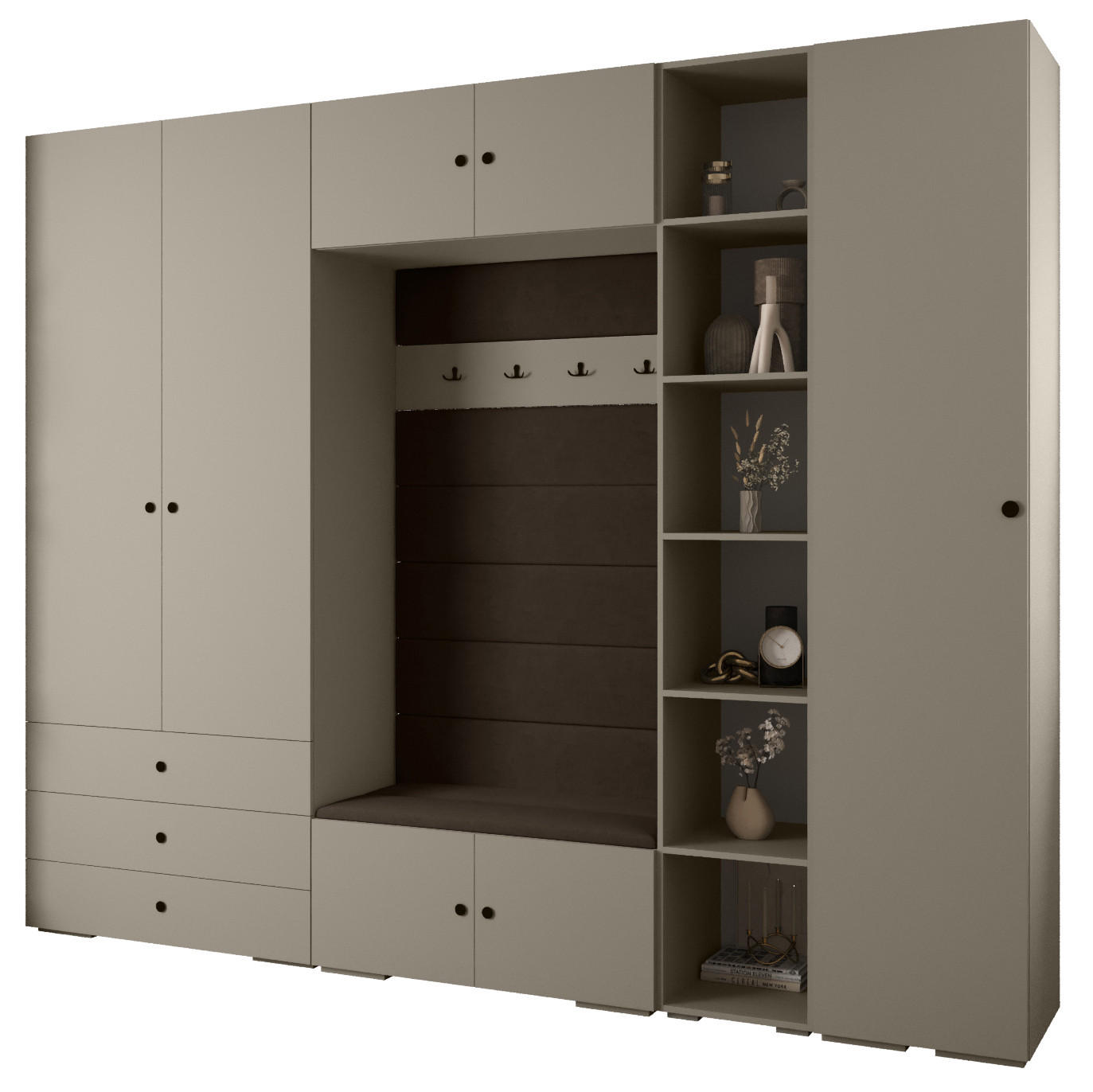 GARDEROBEN-SET 236,7/290/47 - Kaschmir/Schwarz, Holz/Kunststoff (290/236.7/47cm) - Abiks Möbel