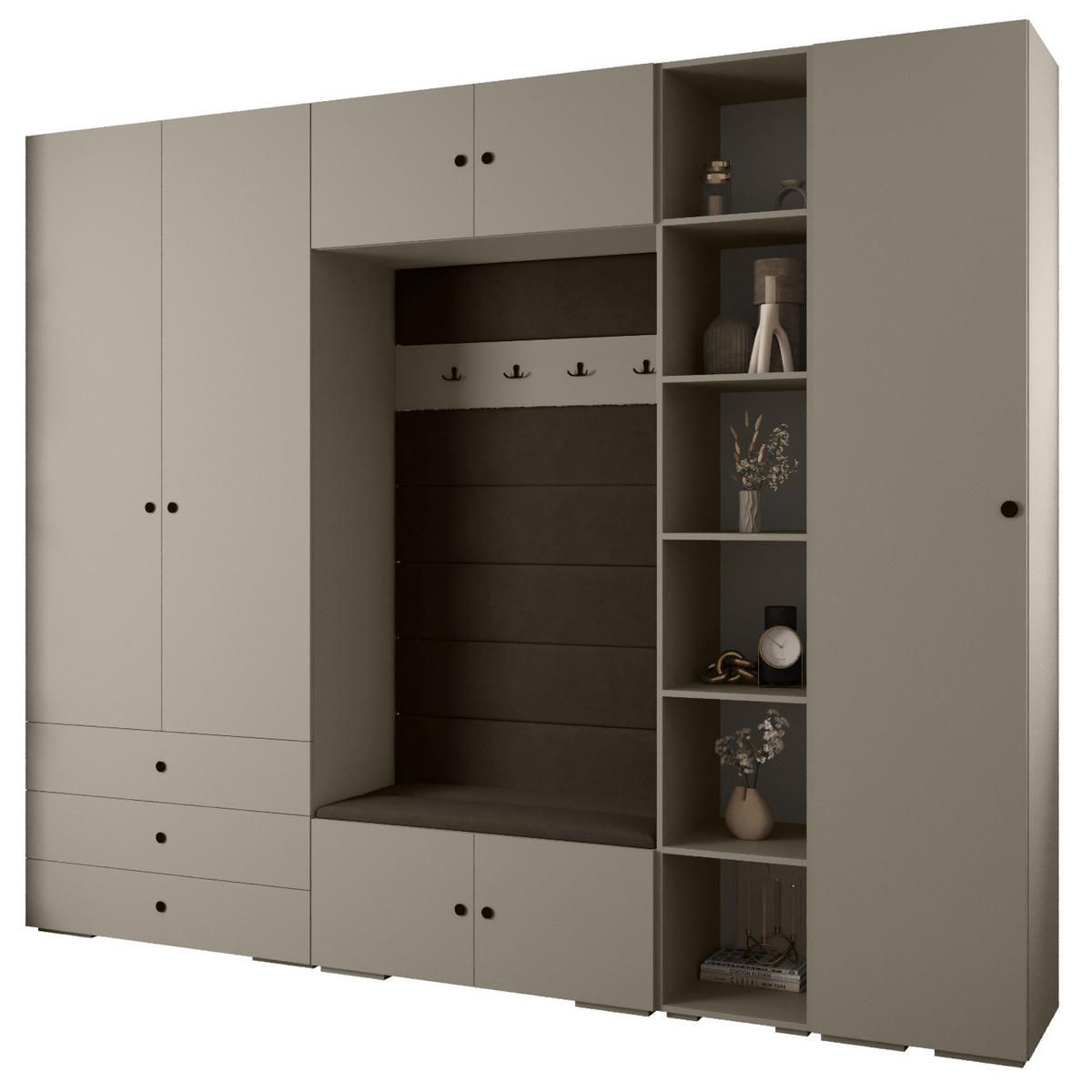 GARDEROBEN-SET 236,7/290/47 - Kaschmir/Schwarz, Holz/Kunststoff (290/236.7/47cm) - Abiks Möbel
