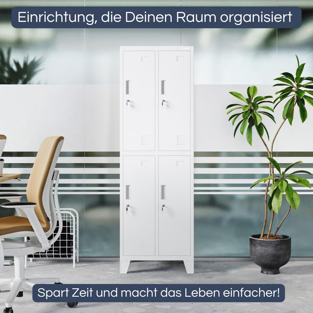 UMKLEIDESCHRANK Spind BERLIN 4 Abteile 172x55,9x45cm Weiß - Weiß, Metall (55.9/172/45cm) - DELUKE