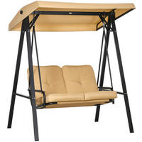 HOLLYWOODSCHAUKEL aus Stahl 138 x 106 x 174 cm in Beige mit Sonnendach - Beige, Metall (106/174/138cm) - Modfu