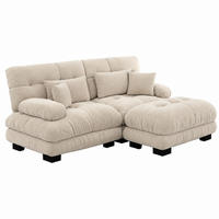 SOFA modular Chenille Light Coffee mit Ottoman und Kissen - Beige, Kunststoff (145/220.1cm) - Meubliv