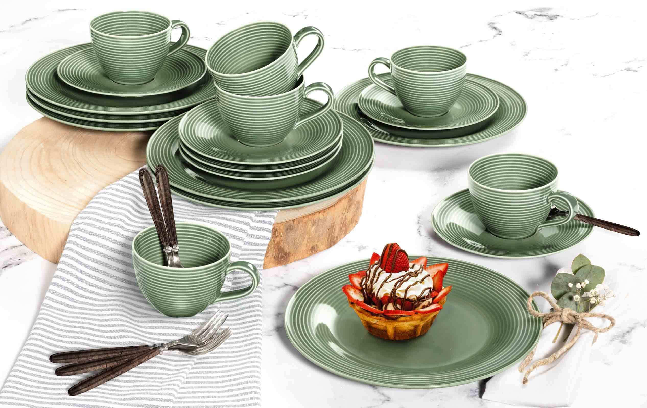 MILCHKAFFEETASSEN Beat Color Glaze Salbeigrün 0,35 l 6er Set - Grün, Keramik (0.35L) - Seltmann Weiden