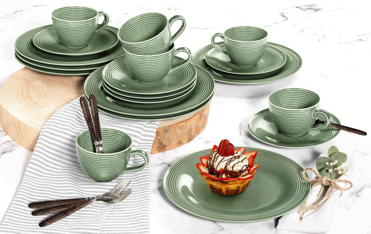 KAFFEETASSEN Beat Color Glaze Salbeigrün 0,26 l 6er Set - Grün, Keramik (0.26L) - Seltmann Weiden