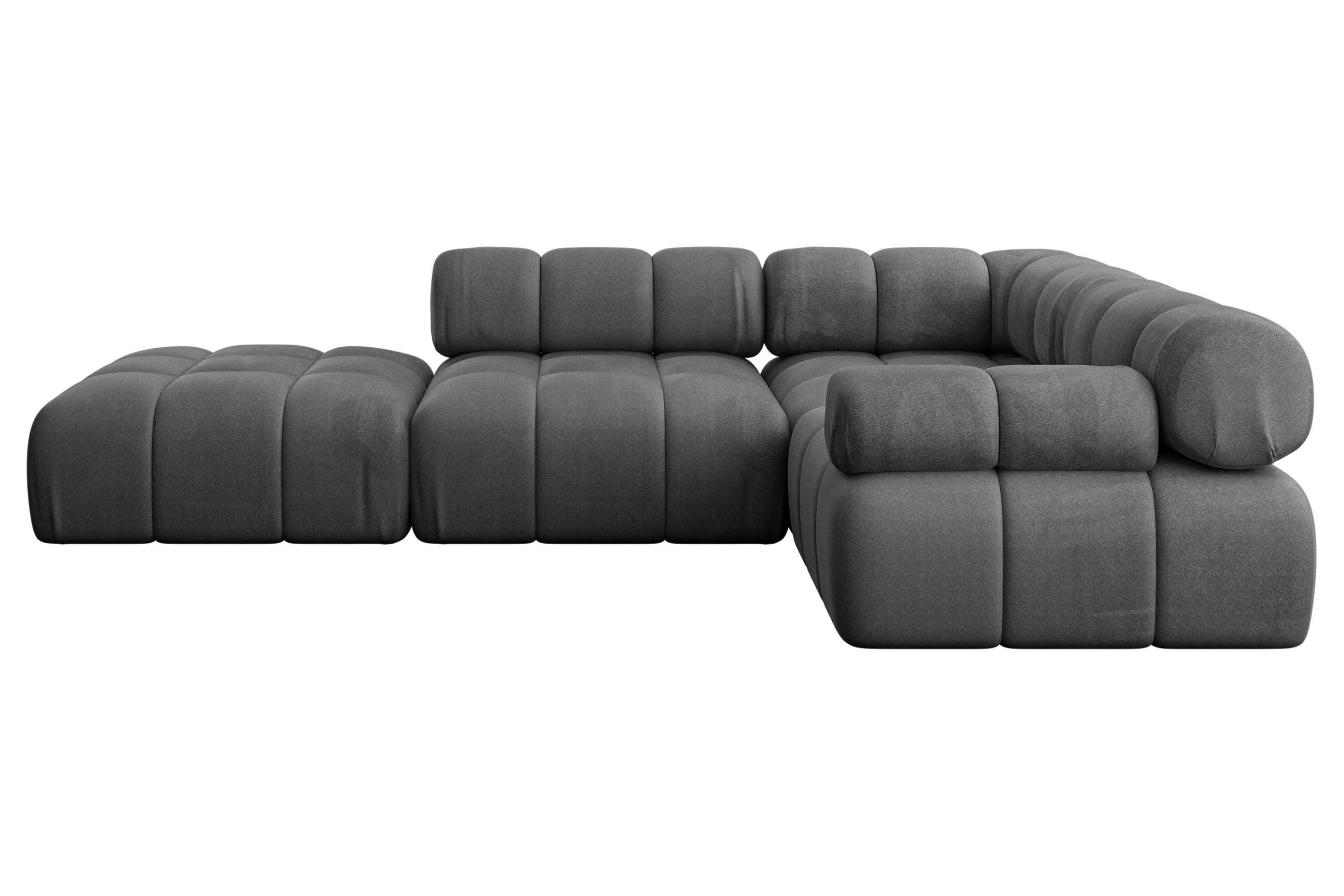 ECKSOFA modulares Sofa Felto-L1 - 285x190x70 cm Dunkelgrau Velours - Dunkelgrau, Holzwerkstoff/Textil (285/190cm) - ALTDECOR