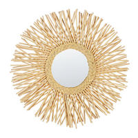 WANDSPIEGEL Rattan natürlich Sonnenform 60 cm Kalasin - Beige/Naturfarben, Naturmaterialen (60/60/3cm) - Beliani