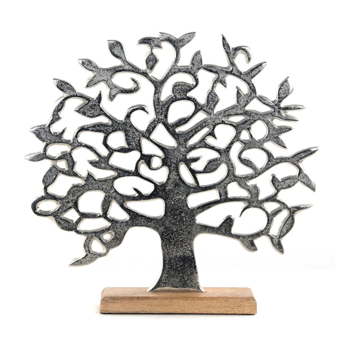 SKULPTUR Lebensbaum Albero Metall, Mangoholz silber-braun - Silberfarben, Metall (38/37/8cm) - DESIGN DELIGHTS
