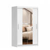 SCHWEBETÜRENSCHRANK Neomi 01 Weiß/Weiß mit Spiegel 120 cm - Alufarben/Weiß, Glas/Holzwerkstoff (120/200/61cm)