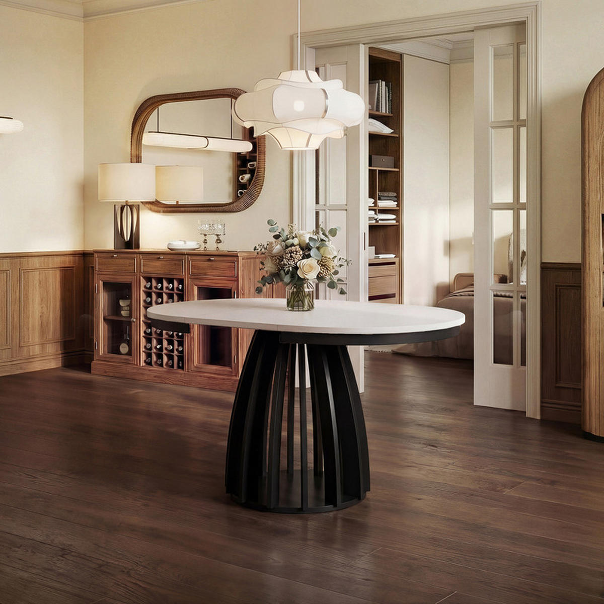 AUSZIEHTISCH VENO 100-140/76 cm Weiß / Schwarz matt - Weiß, Holzwerkstoff (100/100/76cm) - Idohome