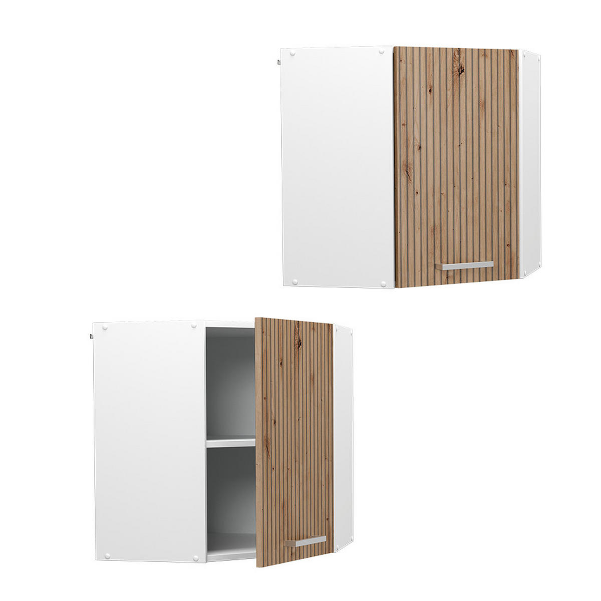 ECKHÄNGESCHRANK R-Line Artisan-Eiche 57 cm - Weiß/Eiche Artisan, Holzwerkstoff (57/60/34.1cm) - Vicco