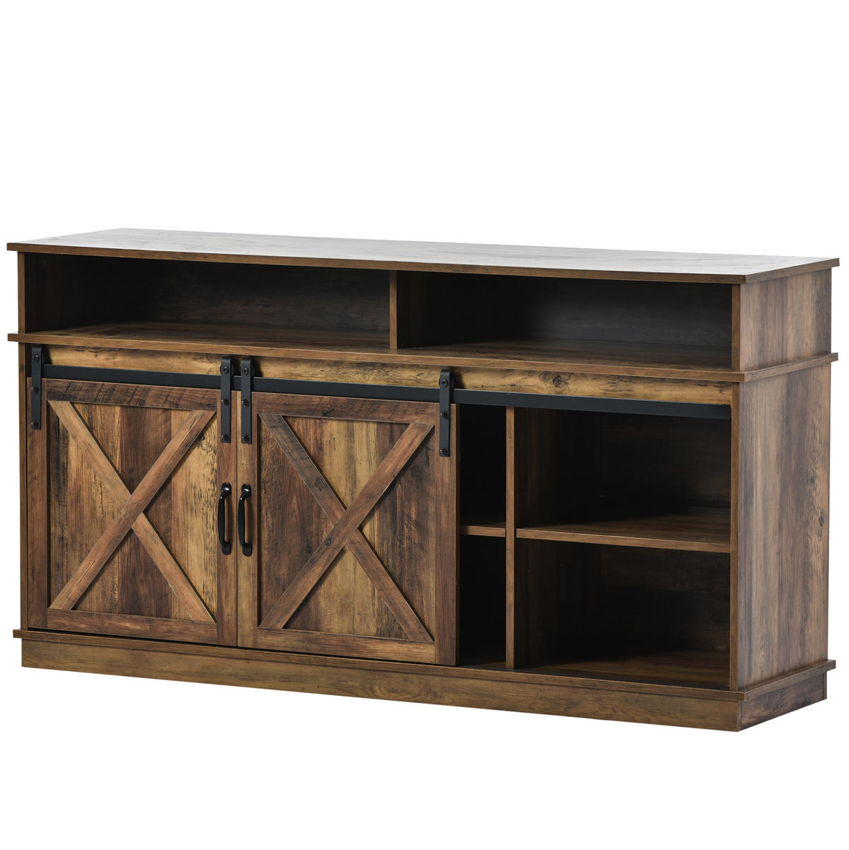 TV-SCHRANK aus Spanplatte 148x40x78 cm Braun mit Schiebetüren und verstellbaren Regalen - Rotbraun, Holzwerkstoff (148/78/40cm) - IVMEU