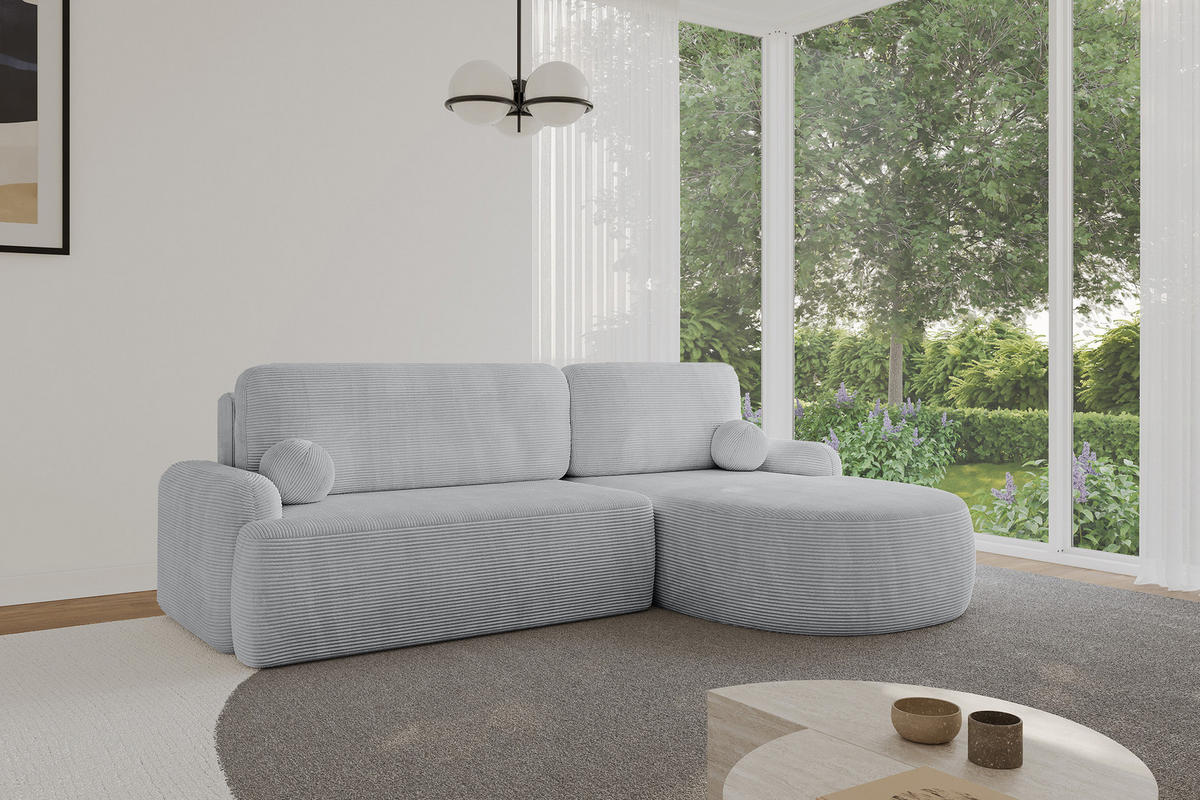 WOHNLANDSCHAFT mit Schlaffunktion und Bettkasten LIRA-L - 264x172x89 Grau - Grau, Holzwerkstoff/Textil (172/264cm) - ALTDECOR