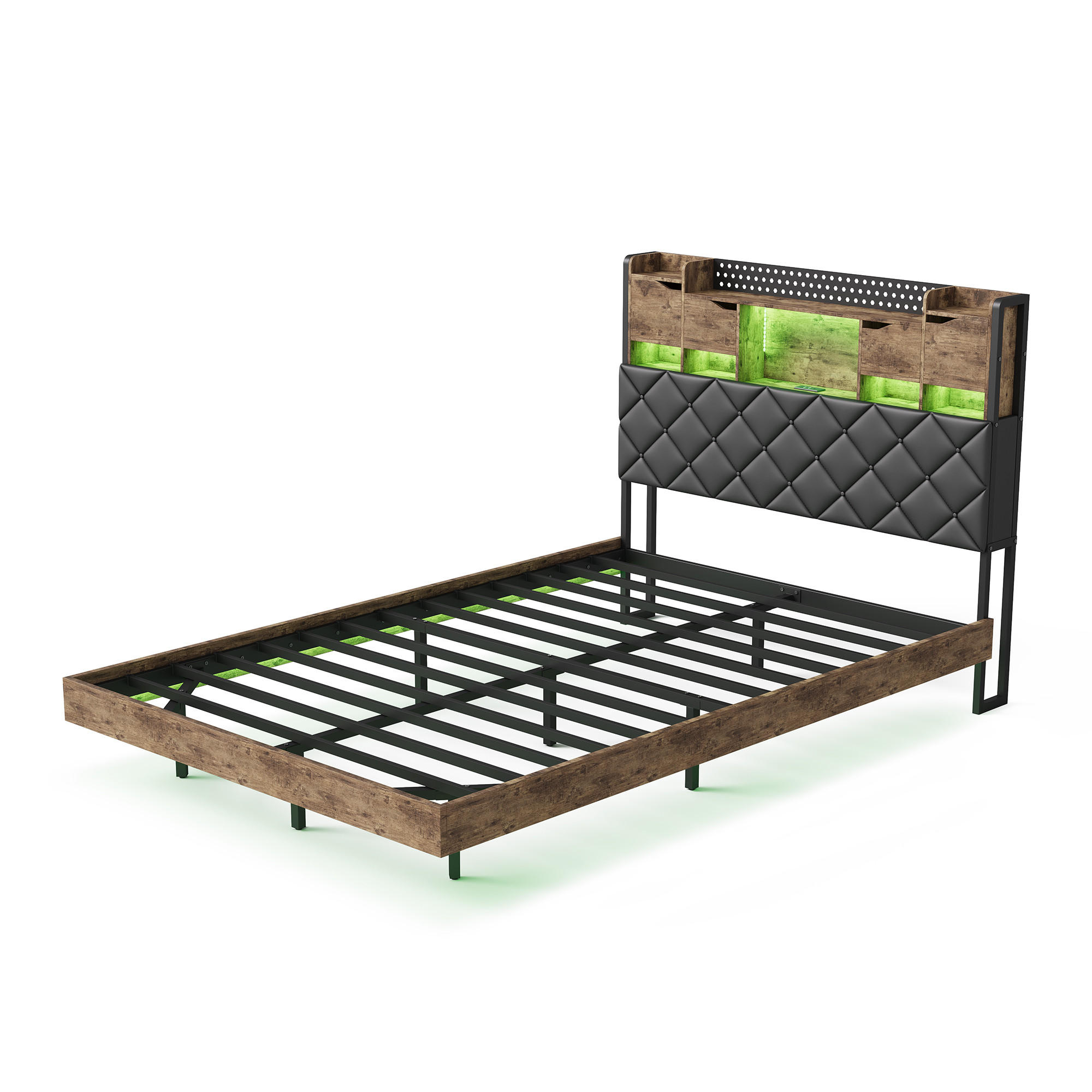 POLSTERBETT 160x200 cm LED USB Stauraum Lattenrost schwarz - Schwarz, Holz (160/200cm) - LEBENLANG