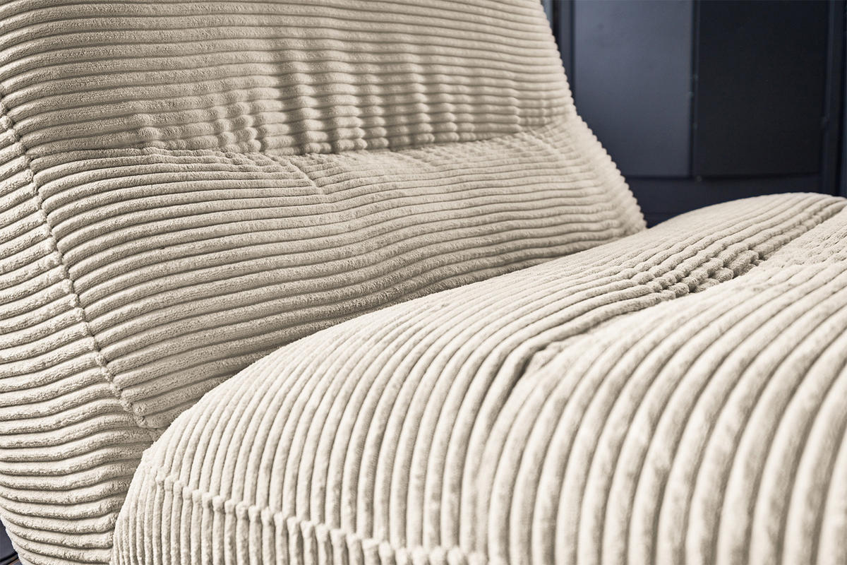 SESSEL ELEKTRISCH VERSTELLBAR CINE Cremeweiß Cord - Creme/Schwarz, Textil/Metall (87/93/106cm) - KAWOLA