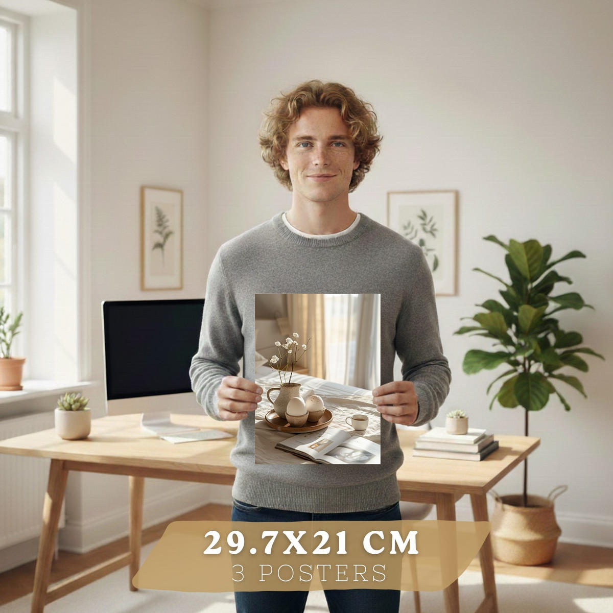 PLAKAT Sada 3 Snídaně A4 Černý rám - černá, papír (29.7/1/21cm) - Nacnic