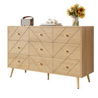 KOMMODE 120/39/80 cm mit 9 Schubladen und Eisenbeinen - Naturfarben, Holzwerkstoff (120/80/39cm) - BEAOK