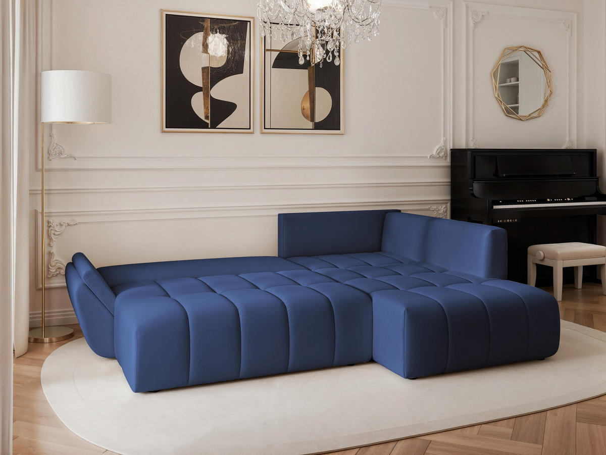 ECKSOFA DOLCE mit Schlaffunktion und Bettkasten Blau - Blau, Holzwerkstoff/Kunststoff (266/190cm) - Idohome