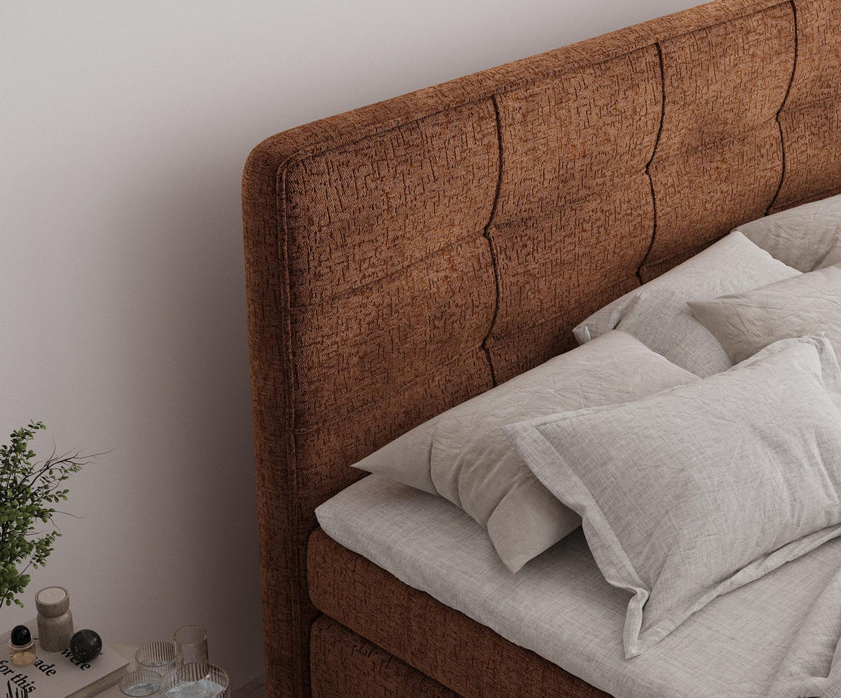 BOXSPRINGBETT Semplice Kupferfarbe 140/200 cm - Schwarz/Kupferfarben, Holz/Holzwerkstoff (140/200cm) - Maison de Reve