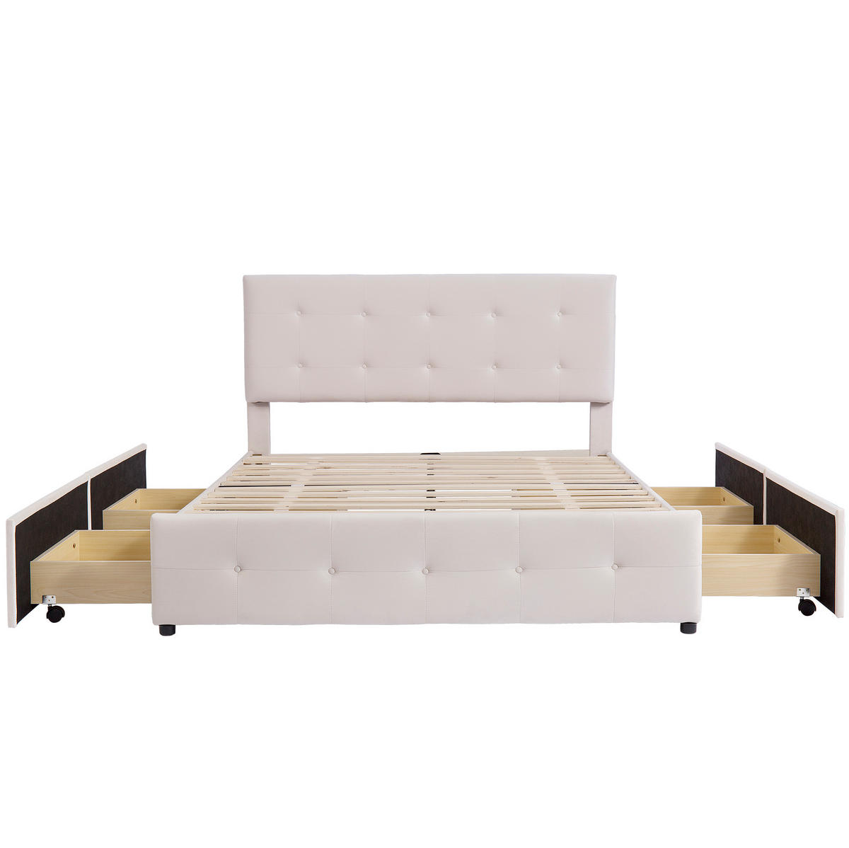POLSTERBETT mit 4 Schubladen Beige - Beige, Holz (140/200cm) - Meubliv