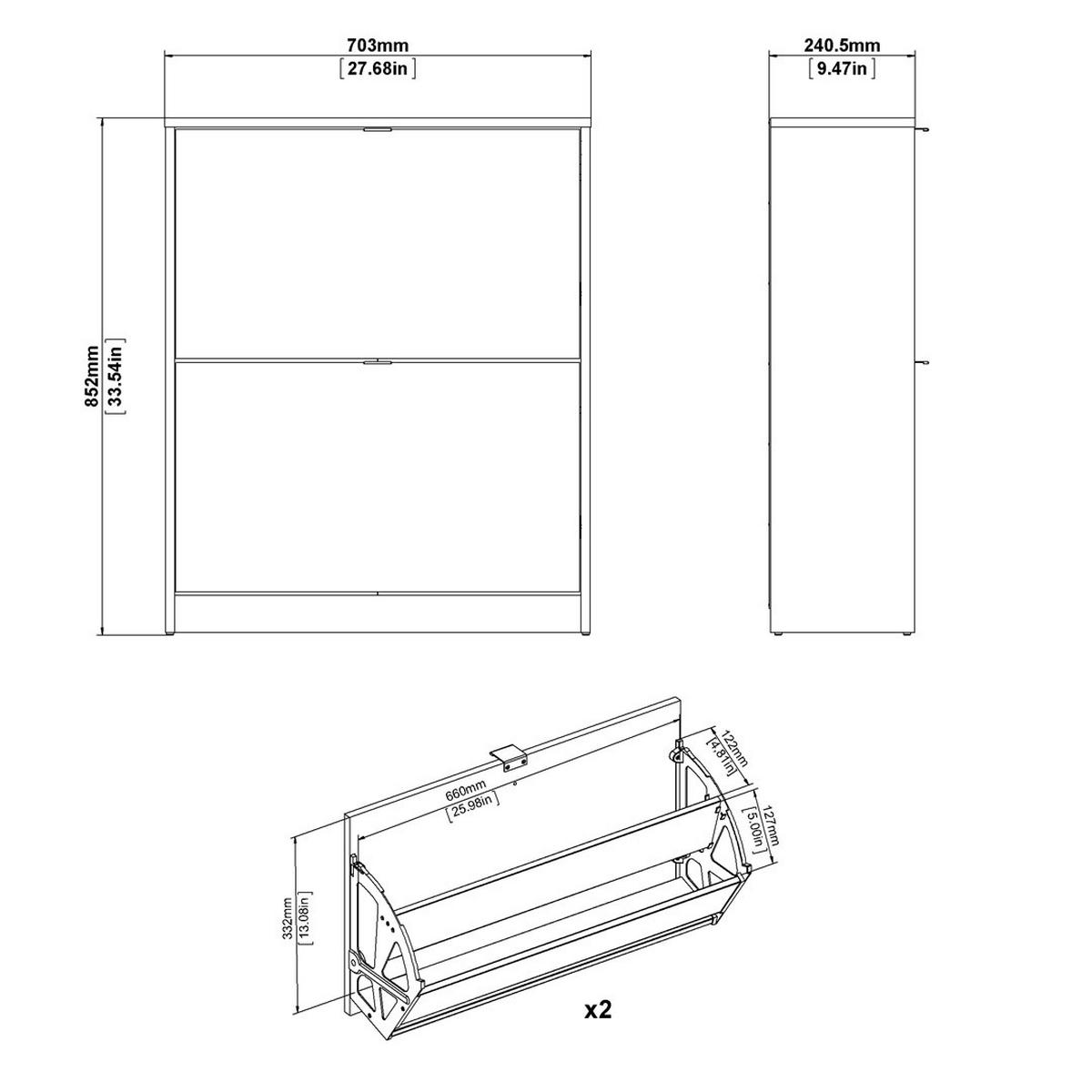 SCHUHSCHRANK, Shane, Grau, Spanplatte foliert, 71 x 25 x 86 cm - Grau, Holzwerkstoff (71/86/25cm) - ebuy24