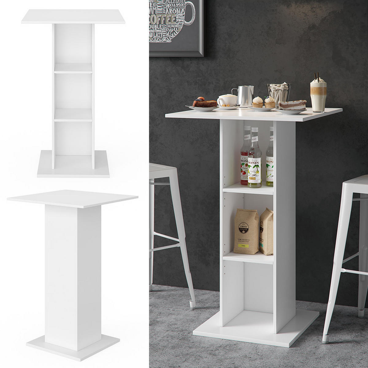 BARTISCH Rodeo Weiß 70 x 70 cm - Weiß, Holzwerkstoff (70/109/70cm) - Vicco