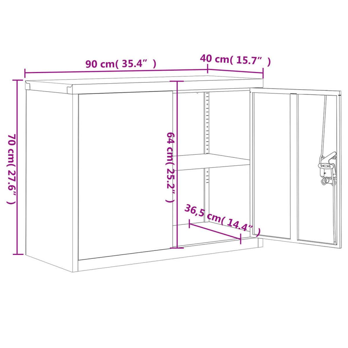 AKTENSCHRANK Hellgrau Und Blau 90/40/70 Cm Stahl - Grau, Metall (40/70/90cm) - vidaXL