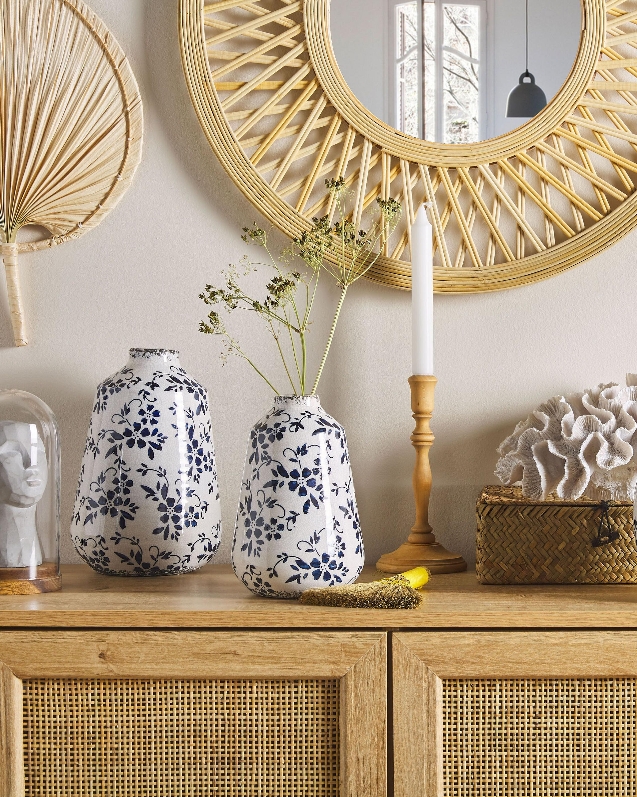 Thumbnail - Beliani Blumenvase, Weiß, Stein, Vintage, 25 cm, Dekoration, Vasen, Keramikvasen