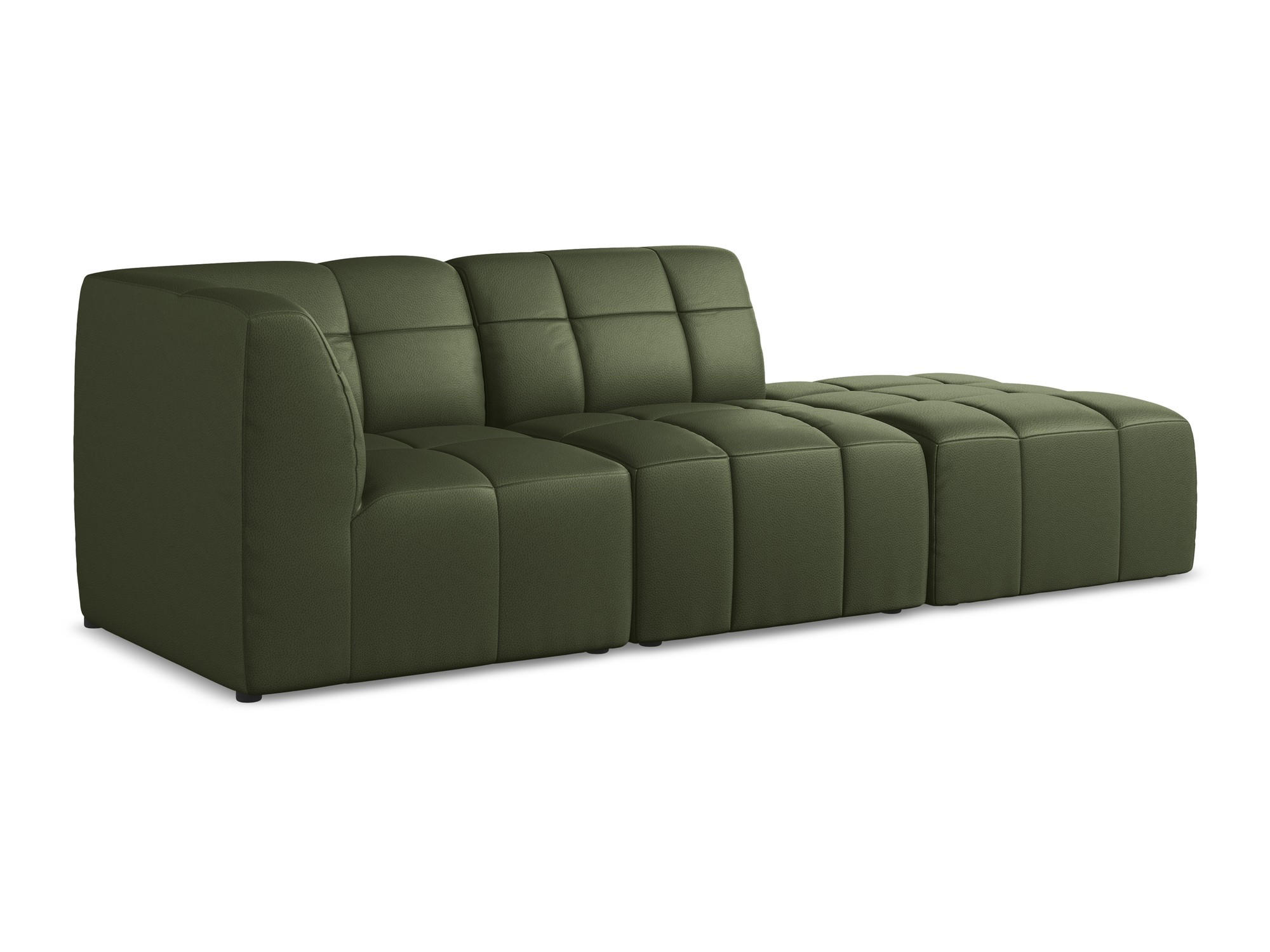 ECKSOFA Rechts Kunstleder Grün - Schwarz/Grün, Holzwerkstoff/Kunststoff (240/90cm) - Makamii