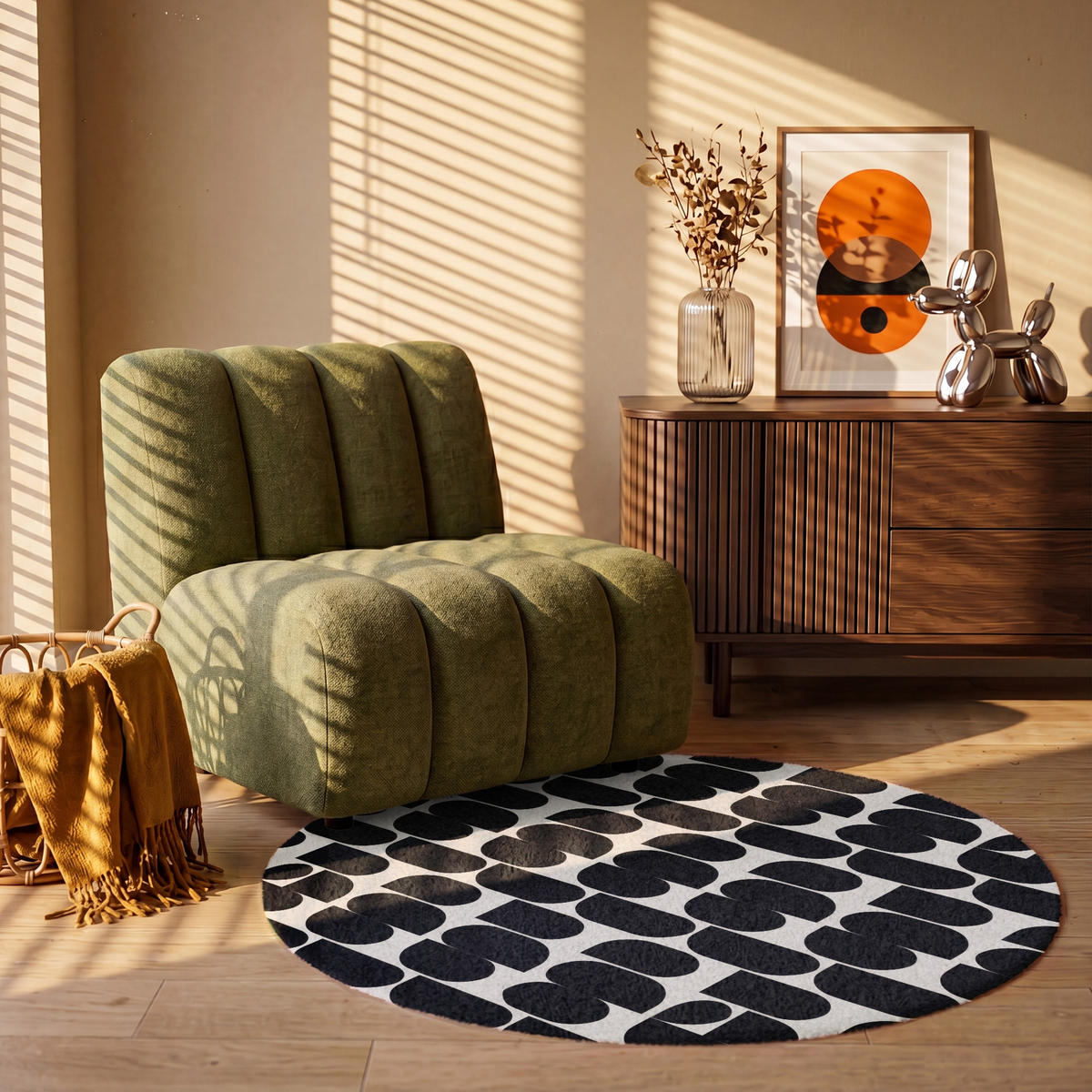KOBERCE - Moderné - vzorované - čierne - 120x120 cm - čierna, textil/plast (120/0.4cm) - OnlyWow