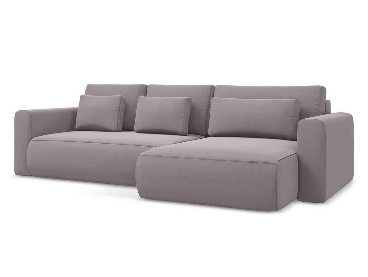 ECKSOFA mit Schlaffunktion Samt Stoff Violett - Lila/Flieder, Kunststoff/Textil (278/149cm) - Makamii