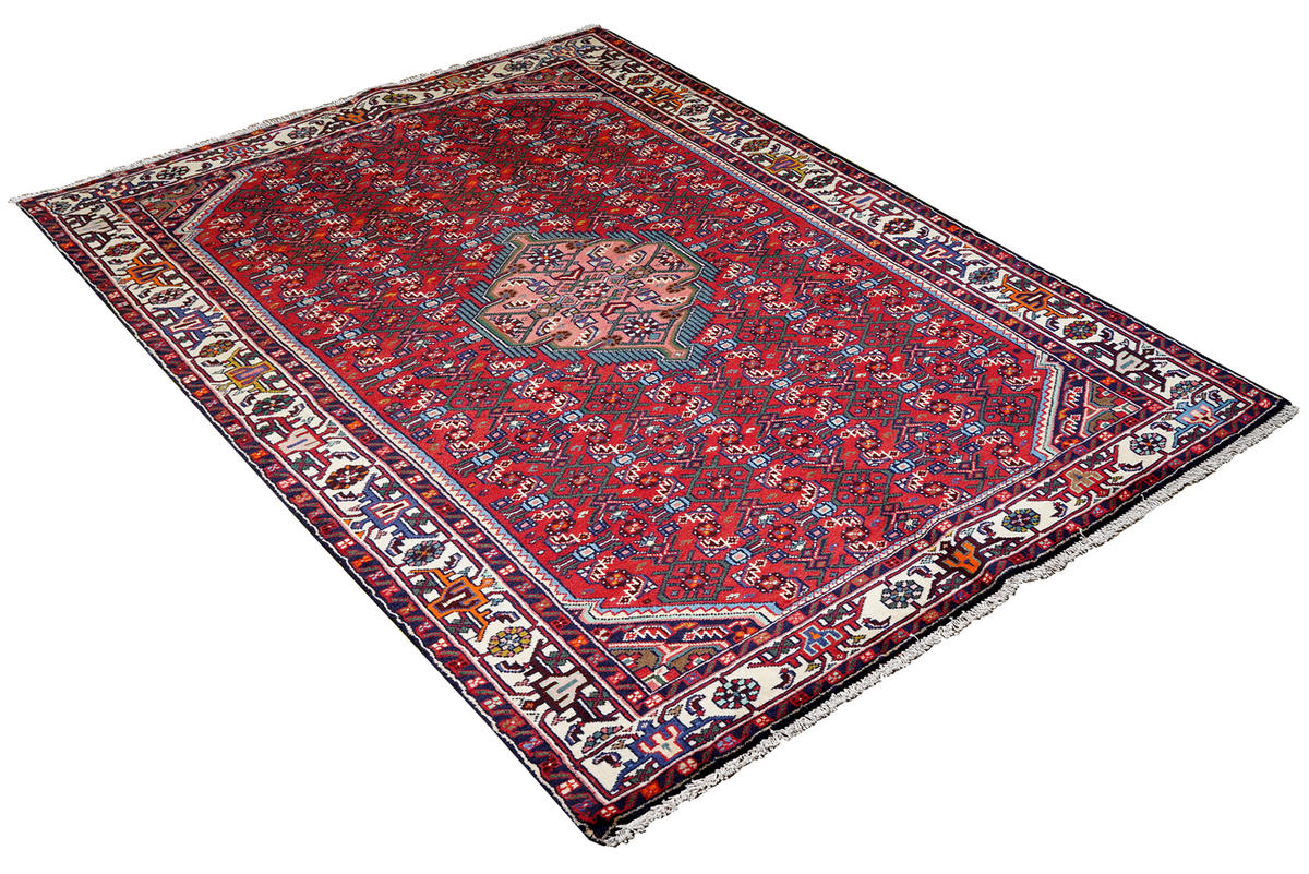 TEPPICH Assadabad Rot 197/125 cm Schurwolle - Rot, Textil (125/197cm) - Looma