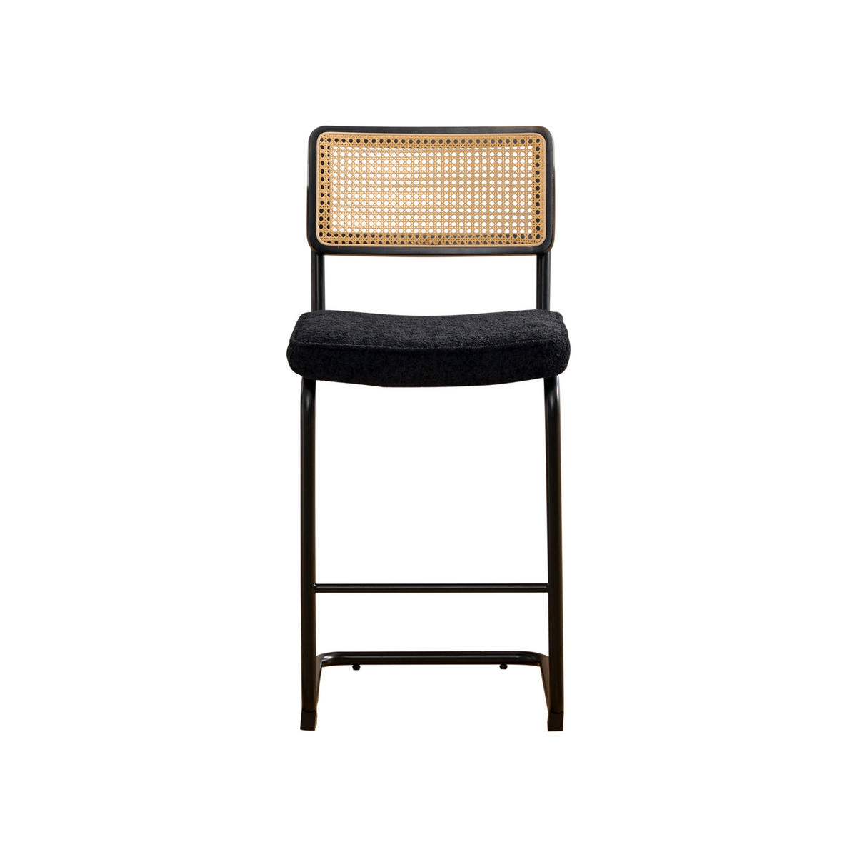BARHOCKER DE-36899 2er-Set mit Holzrahmen und Rattan-Optik Schwarz - Schwarz, Metall (53.5/98/47cm) - ComfortXL
