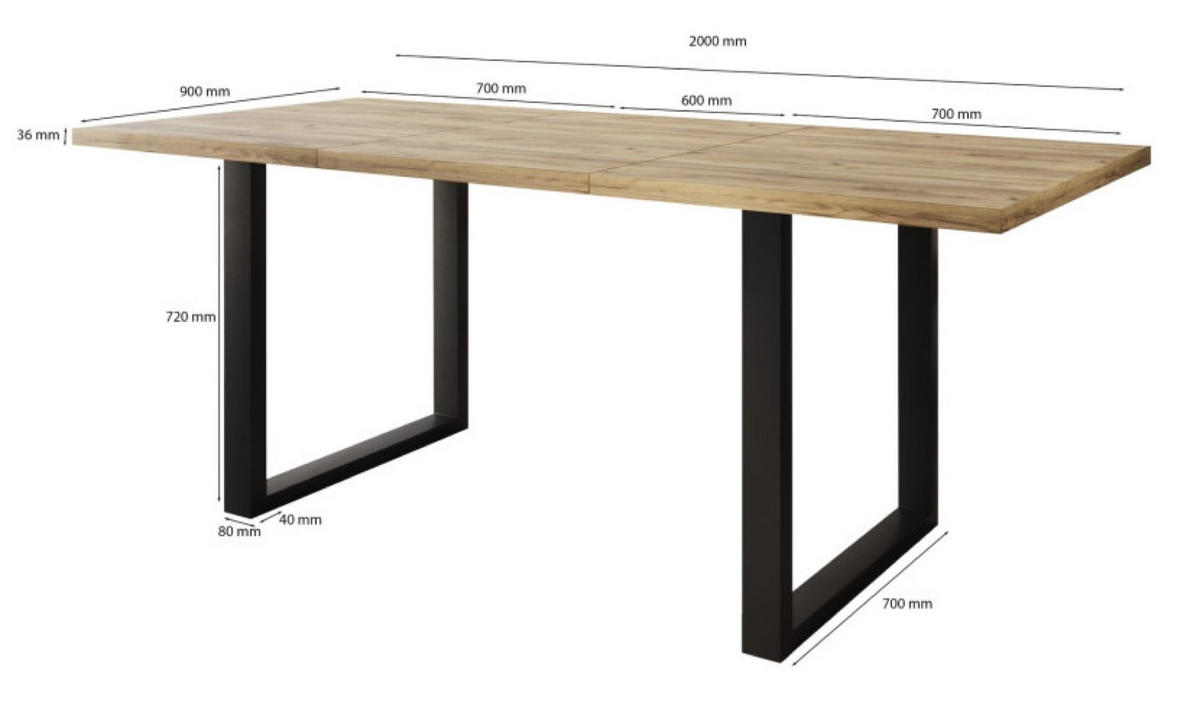 TISCH Sonoma Eiche SOFTI U Ausziehbar 140x90/200 cm - Goldfarben/Sonoma Eiche, Holzwerkstoff (200/90/75.6cm) - Sepro Meble