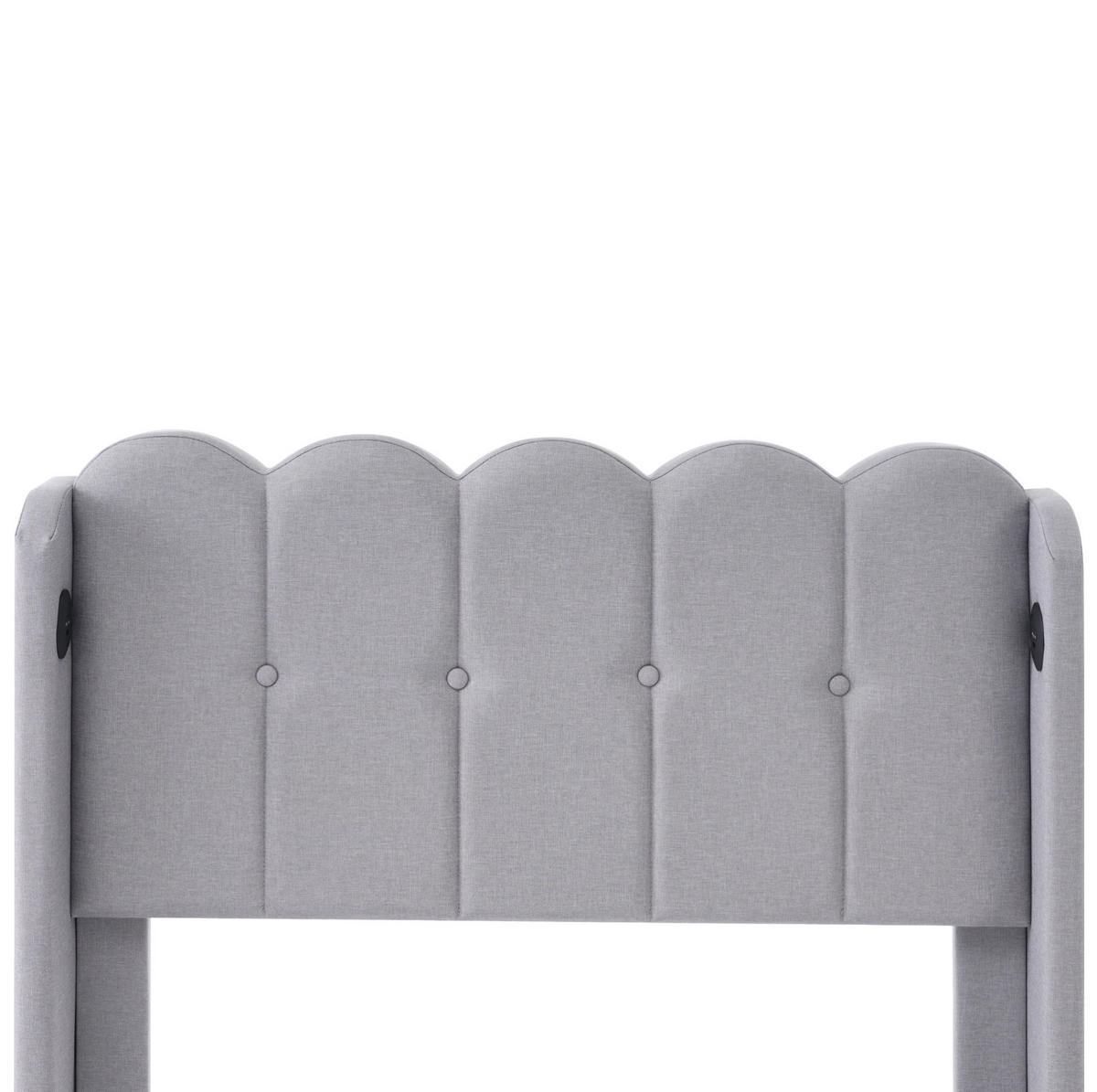 POLSTERBETT aus Leinenstoff 90x200 cm Grau mit USB- und USB-C-Ladeanschlüssen - Grau, Textil (90/200cm) - IVMEU
