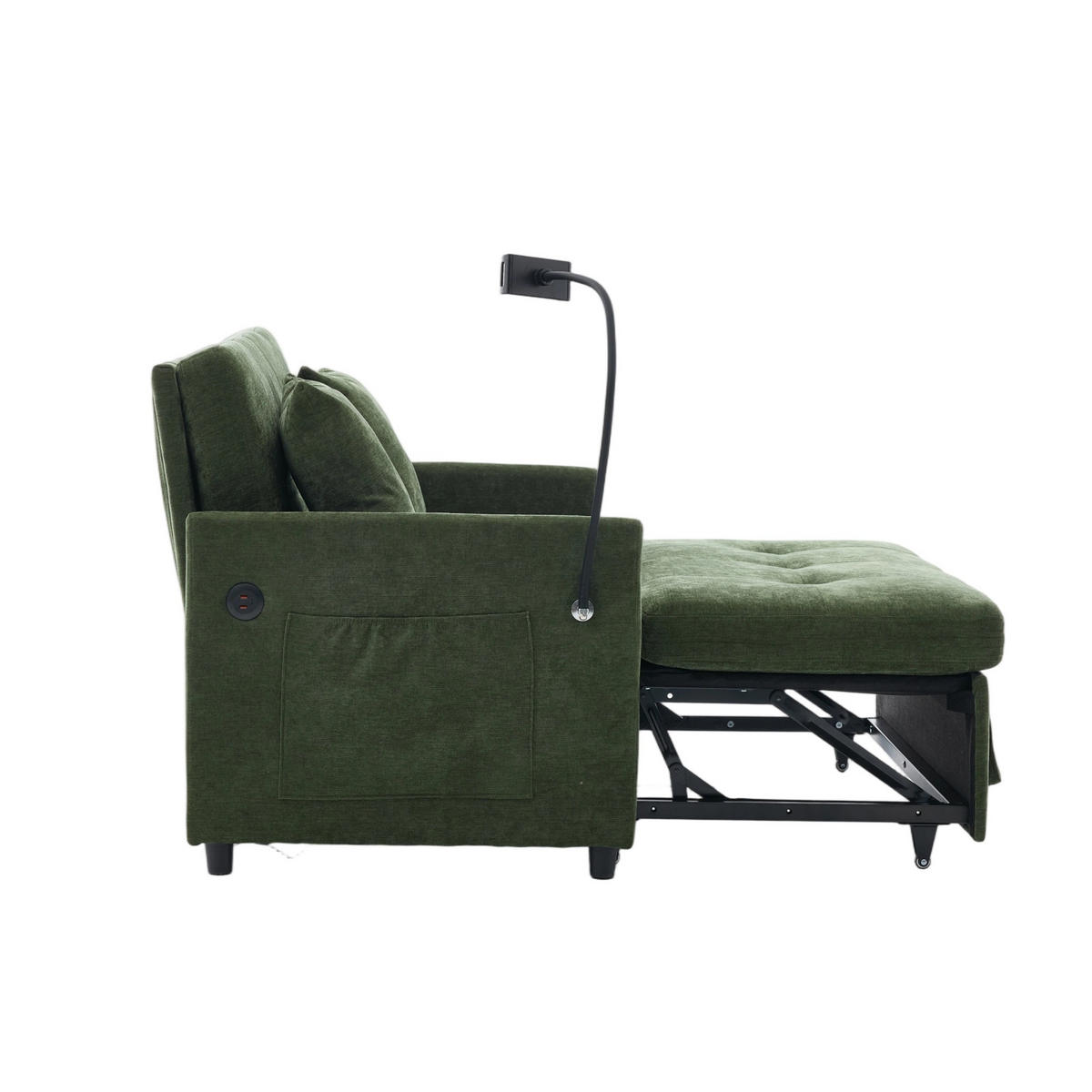 SCHLAFSESSEL DE-35222 mit USB und Tablethalter Grün - Grün, Metall (72/83.5/109cm) - ComfortXL