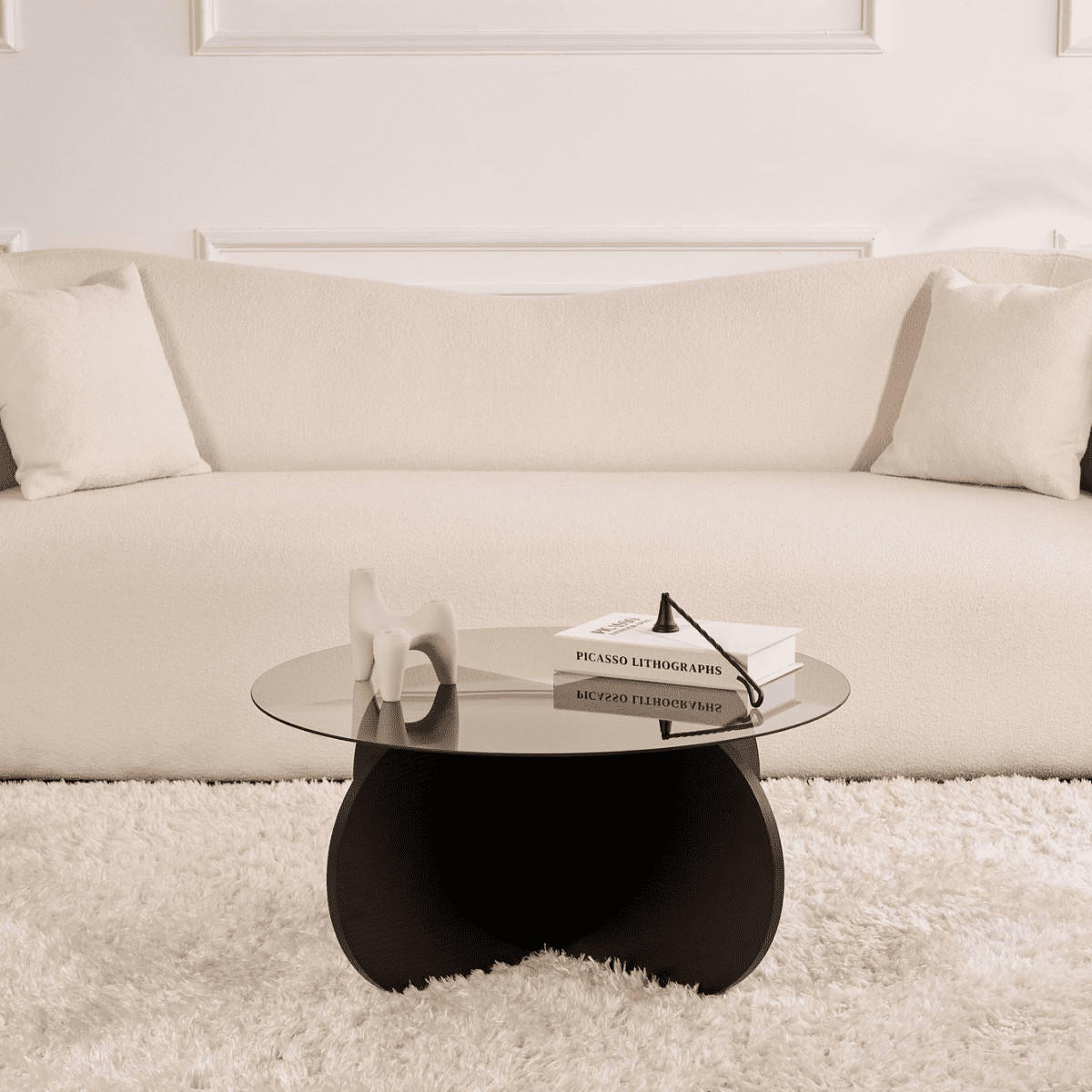 COUCHTISCH mit gekreuzten Beinen und gehärteter Glasplatte 75/75/35 cm - Schwarz, Holzwerkstoff (75/75/35cm) - Calicosy