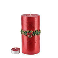 KERZE Wianek Rot 12/12/24 cm Naturmaterial - Rot, Naturmaterialien (24cm) - Mondex