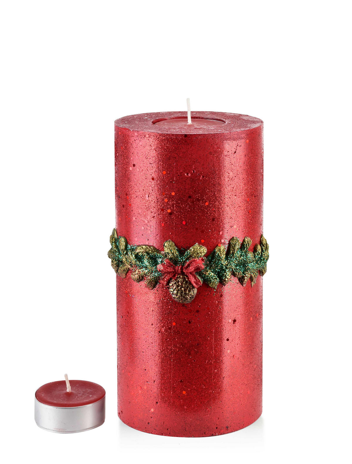 KERZE Wianek Rot 12/12/24 cm Naturmaterial - Rot, Naturmaterialien (24cm) - Mondex