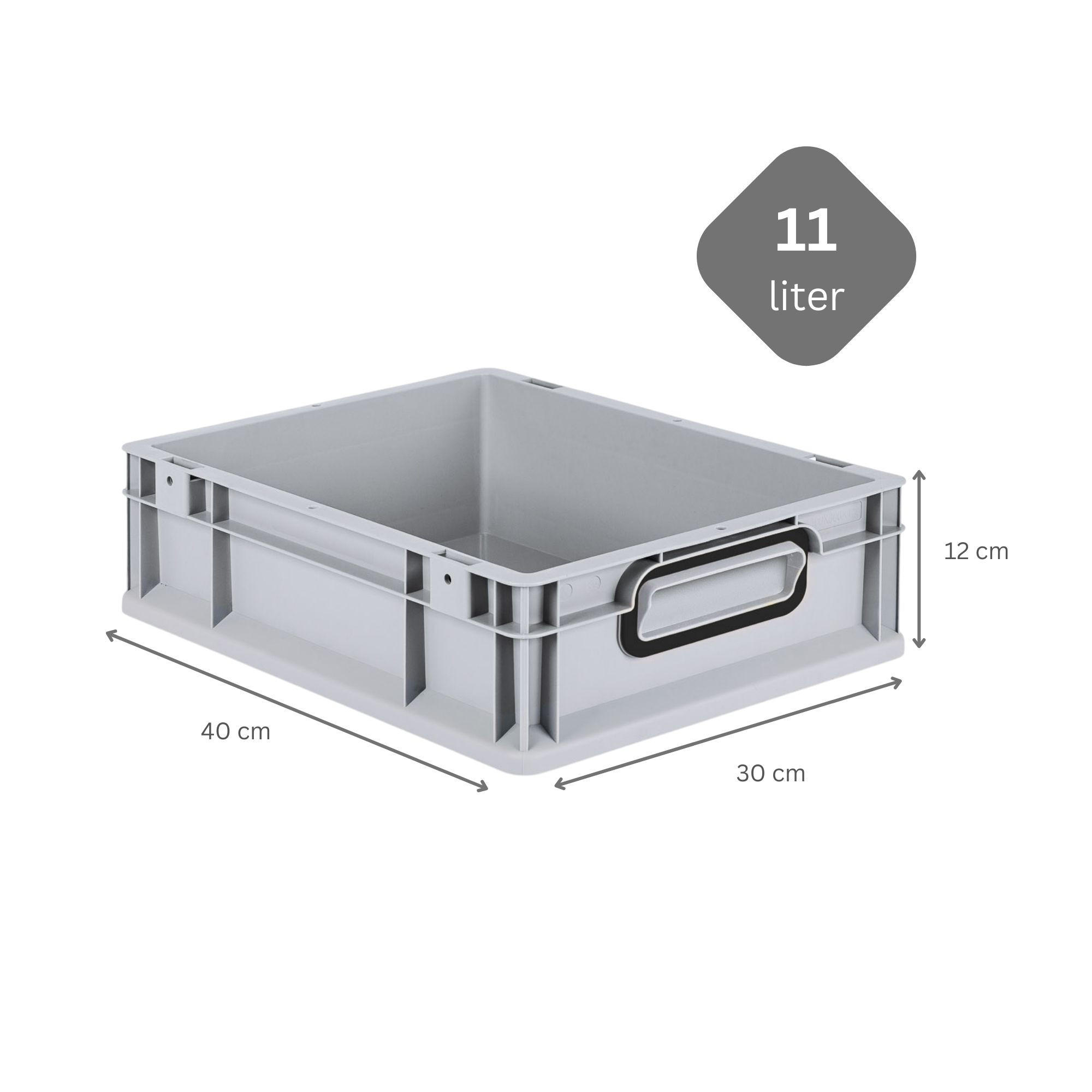 EUROBOX NextGen Color 12x30x40 cm 11 Liter Griffe schwarz zu, Grau - Schwarz/Grau, Kunststoff (30/12/40cm) - PROREGAL
