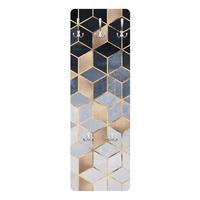 WANDGARDEROBE - Blau Weiß goldene Geometrie 34/105 cm - Goldfarben, Holzwerkstoff (34/105/1.6cm) - Bilderwelten