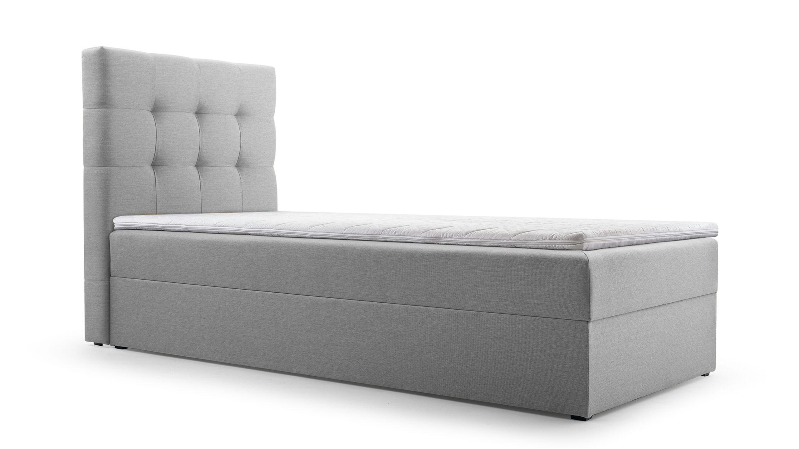 BETT - Boxspringbett 90x200 - 05 Hugo 91 - Hellgrau - Hellgrau, Holz (90/200cm) - Möblo