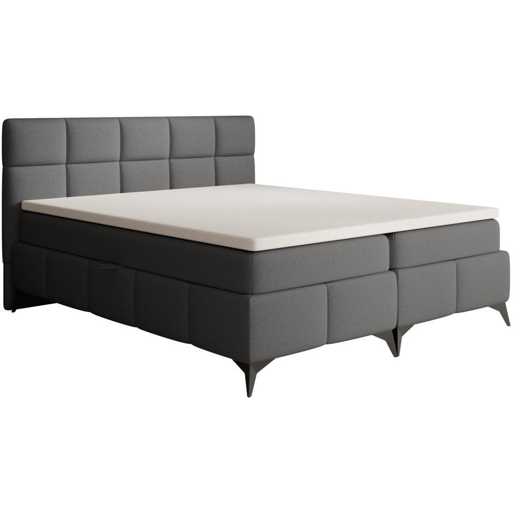 BOXBETT Solido mit Bettkasten 160x200 cm dunkelgrau - Dunkelgrau/Schwarz, Textil/Metall (160/200cm) - Beautysofa