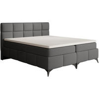BOXBETT Solido mit Bettkasten 180x200 cm dunkelgrau - Dunkelgrau/Schwarz, Textil/Metall (180/200cm) - Beautysofa