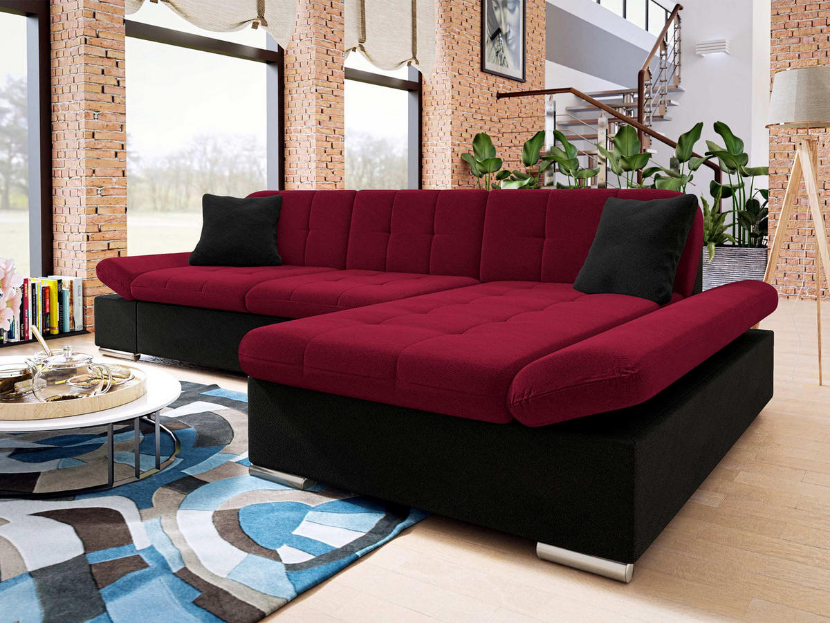 ECKSOFA Malwi, Seite: Rechts - Rot, Holz/Textil (278/161cm) - MIRJAN24