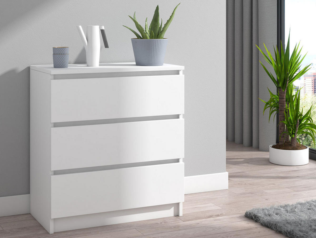 KOMMODE bella3 - Weiß, Holzwerkstoff (60/76/35cm) - roe furniture