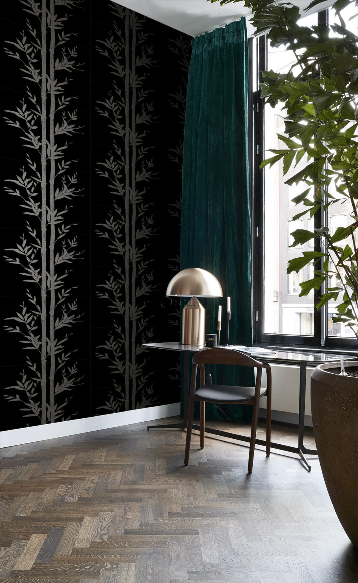 TAPETE Bambusmuster 53 cm x 10.05 m - Schwarz, Papier (53/1000cm) - Origin Wallcoverings