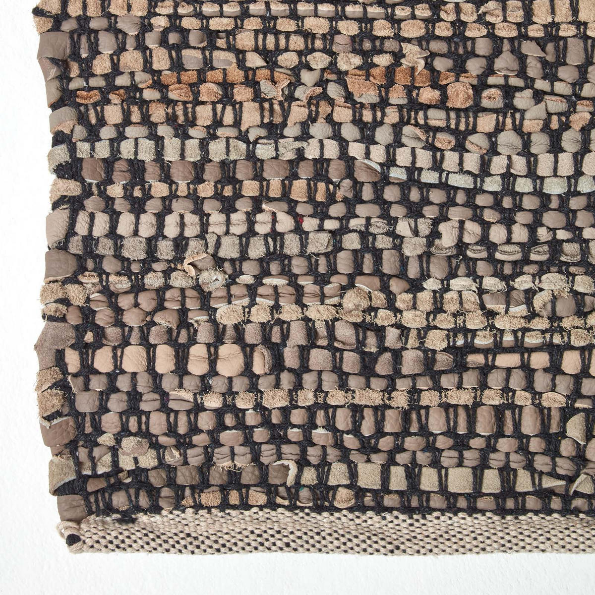LEDERTEPPICH mit Webmuster 90/150 cm - Grau, Leder (90/150cm) - Homescapes