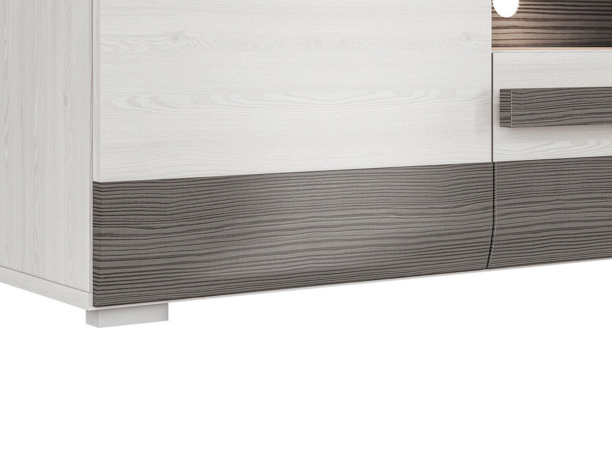 LOWBOARD Blanco Pinie weiß / grau 165 / 42 / 55cm - Weiß, Holz/Holzwerkstoff (165/55/42cm) - Feldmann-Wohnen